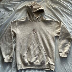 Gildan Beige Hoodie with Embroidered Design